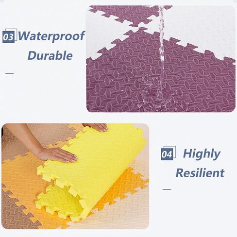 9 Tiles Interlocking Foam Mats 1in Thickness Foam Floor Mats for Home Gym, Fitness, Exercise Surface Protection EVA Foam Floor Padding with Border for Workout Equipment in Kuwait