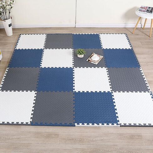 9 Tiles Interlocking Foam Mats 1in Thickness Foam Floor Mats for Home Gym, Fitness, Exercise Surface Protection EVA Foam Floor Padding with Border for Workout Equipment in Kuwait