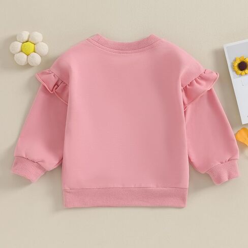 Newborn Baby Girl Oversized Sweatshirt Ruffle Long Sleeve Crewneck Cotton Pullover Sweater Tops Toddler Fall Clothes in Saudi Arabia