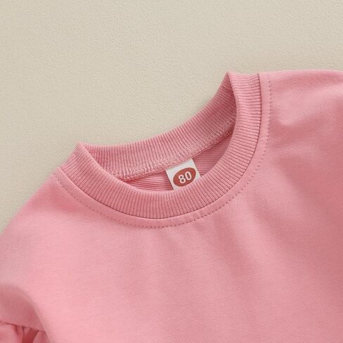 Newborn Baby Girl Oversized Sweatshirt Ruffle Long Sleeve Crewneck Cotton Pullover Sweater Tops Toddler Fall Clothes in Saudi Arabia