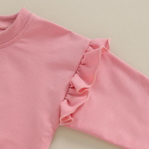 Newborn Baby Girl Oversized Sweatshirt Ruffle Long Sleeve Crewneck Cotton Pullover Sweater Tops Toddler Fall Clothes in Saudi Arabia
