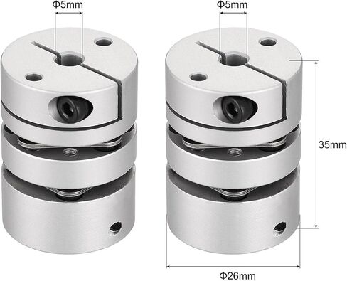 uxcell 5mm to 8mm Bore Double Diaphragm Motor Wheel Flexible Coupling Joint Aluminium Alloy and Stainless Steel Silver 1Pcs in Saudi Arabia