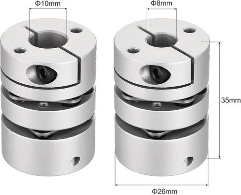 uxcell 5mm to 8mm Bore Double Diaphragm Motor Wheel Flexible Coupling Joint Aluminium Alloy and Stainless Steel Silver 1Pcs in Saudi Arabia