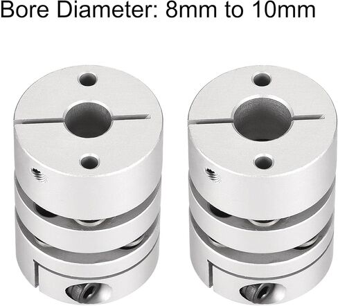 uxcell 5mm to 8mm Bore Double Diaphragm Motor Wheel Flexible Coupling Joint Aluminium Alloy and Stainless Steel Silver 1Pcs in Saudi Arabia