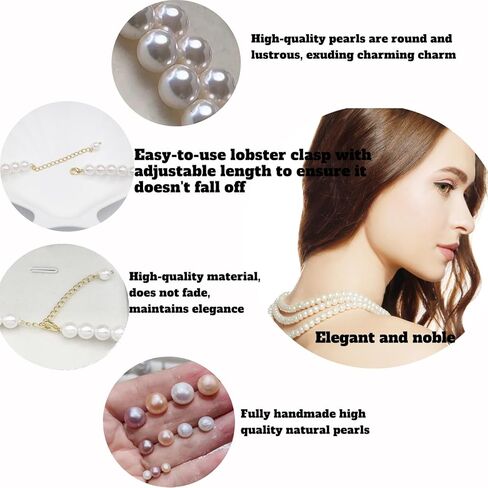 قلادة اللؤلؤ للنساء الأبيض جولة اللؤلؤ القلائد مجموعة الذهب سلسلة ممتدة AAA جودة المياه العذبة مثقف اللؤلؤ الحقيقي 18 بوصة مجموعة مجوهرات in Kuwait