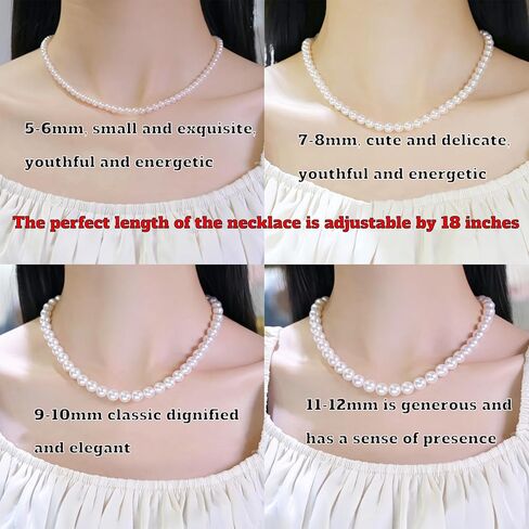 قلادة اللؤلؤ للنساء الأبيض جولة اللؤلؤ القلائد مجموعة الذهب سلسلة ممتدة AAA جودة المياه العذبة مثقف اللؤلؤ الحقيقي 18 بوصة مجموعة مجوهرات in Kuwait