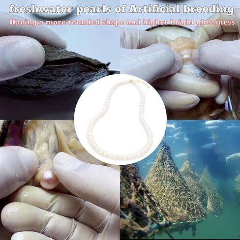 قلادة اللؤلؤ للنساء الأبيض جولة اللؤلؤ القلائد مجموعة الذهب سلسلة ممتدة AAA جودة المياه العذبة مثقف اللؤلؤ الحقيقي 18 بوصة مجموعة مجوهرات in Kuwait