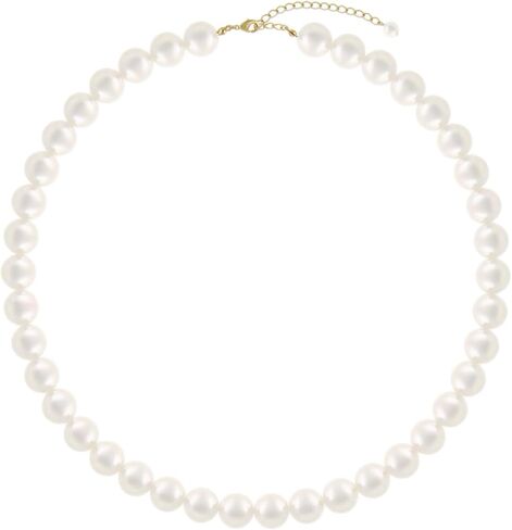 قلادة اللؤلؤ للنساء الأبيض جولة اللؤلؤ القلائد مجموعة الذهب سلسلة ممتدة AAA جودة المياه العذبة مثقف اللؤلؤ الحقيقي 18 بوصة مجموعة مجوهرات in Kuwait