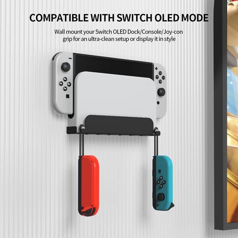 JOYTORN Switch Wall Mount Stand for Nintendo Switch OLED Model/Switch 2017, Switch Console Shelf Near or Behind TV with Sturdy Metal-Black in Kuwait