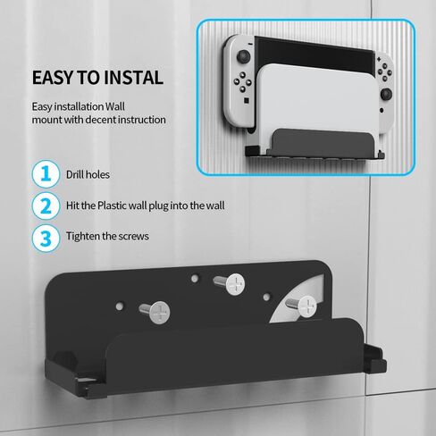 JOYTORN Switch Wall Mount Stand for Nintendo Switch OLED Model/Switch 2017, Switch Console Shelf Near or Behind TV with Sturdy Metal-Black in Kuwait