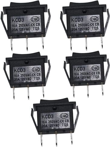 مجموعة Wilsnsun مكونة من 5 مفاتيح تشغيل/إيقاف/تشغيل للقارب، 3 دبابيس و3 مواضع للسيارة، مفتاح هزاز للقوارب، تيار متردد 250 فولت 125 فولت/20 أمبير KCD3 in Kuwait