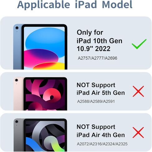 حافظة NOKBABO iPad الجيل العاشر مع لوحة مفاتيح، إضاءة خلفية قوس قزح، دوران 360 درجة، لوحة لمس متعددة وحامل أقلام، حافظة لوحة مفاتيح لجهاز iPad الجيل العاشر 10.9 بوصة - أسود in Kuwait