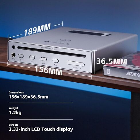 SHANLING مشغل أقراص مضغوطة استريو محمول وDAP EC Mini، مشغل أقراص مضغوطة للسيارة، USB DAC، ثنائي 9219MQ DAC، 384 كيلو هرتز / 32 بت، DSD256، Bluetooth5.0، دعم MQA-CD، إخراج 248 ميجاوات عند 32 أوم، يدعم بطاقة MicroSD سعة 2 تيرابايت (فضي) in Kuwait