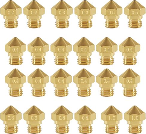 24pcs MK10 Nozzles M7 0.2 mm 0.3 mm 0.4 mm 0.5mm 0.6 mm 0.8 mm 1.0 mm 3D Printer Brass Extruder Head Hotend Nozzles for D4/I3/Dremel Makerbot 2 1.75mm Filament 3D Printer in Saudi Arabia