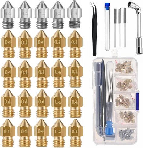 25PCS 3D Printer Nozzles Cleaning Kit, 3D Printer Extruder Nozzles Compatible with Creality Ender 3 Ender 3 pro Ender 5 Ender 5 pro CR-10 and so on Band Cleaning Needles,3D Printer Nozzle Wrench…… in Saudi Arabia