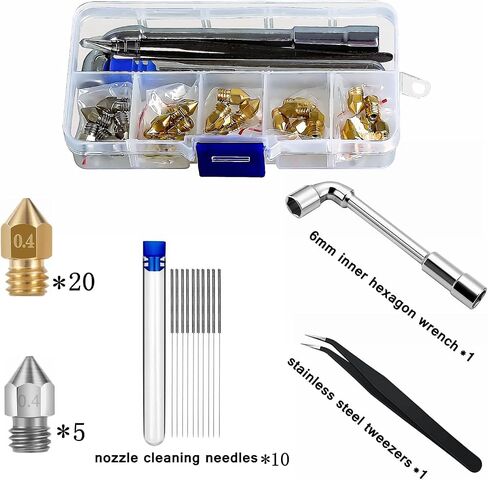 25PCS 3D Printer Nozzles Cleaning Kit, 3D Printer Extruder Nozzles Compatible with Creality Ender 3 Ender 3 pro Ender 5 Ender 5 pro CR-10 and so on Band Cleaning Needles,3D Printer Nozzle Wrench…… in Saudi Arabia