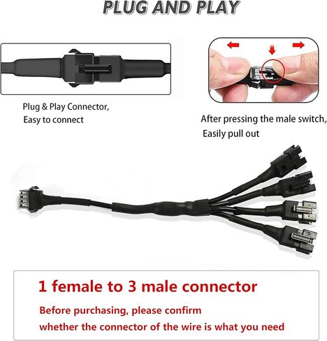 NBWDY 2Pcs 7.48in Motorcycle Extension Wire 2-Way Splitter Y Cable for RGB LED Motorcycle Light Rock Light Multi-Color Neon Strip (1 Female to 2 Male Cable) in Saudi Arabia