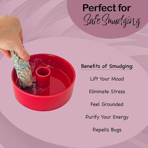 Ceramic Bowl Candle Holder Multi Use Sturdy Large Incense Holder for Palo Santo & Sage Bowl for smudging Incense ash Catcher Incense Plate Modern Incense Holder for Meditation Yoga Spaces (Rose) in Saudi Arabia