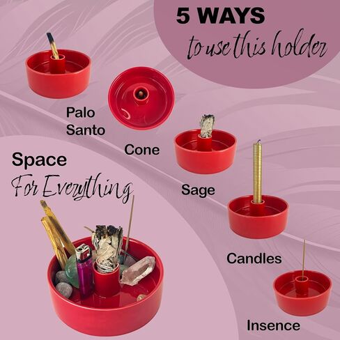 Ceramic Bowl Candle Holder Multi Use Sturdy Large Incense Holder for Palo Santo & Sage Bowl for smudging Incense ash Catcher Incense Plate Modern Incense Holder for Meditation Yoga Spaces (Rose) in Saudi Arabia