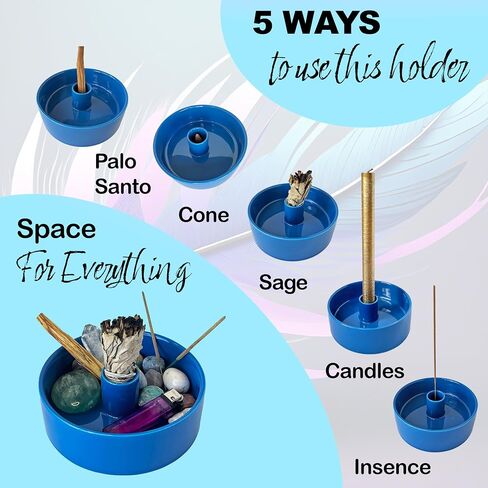 Ceramic Bowl Candle Holder Multi Use Sturdy Large Incense Holder for Palo Santo & Sage Bowl for smudging Incense ash Catcher Incense Plate Modern Incense Holder for Meditation Yoga Spaces (Rose) in Saudi Arabia