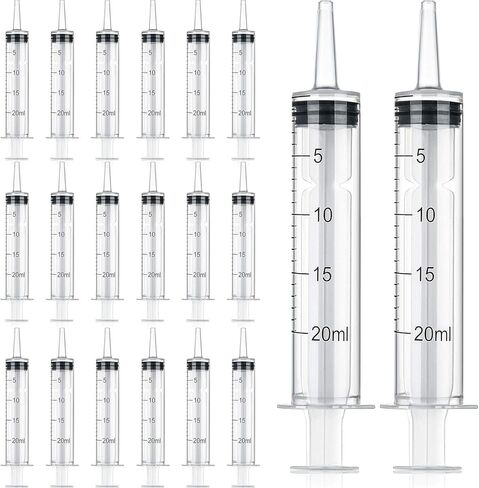 20 عبوة من محاقن بلاستيكية 20 مل/سم مكعب، حقنة قياس سائلة مع حقنة صناعية بدون إبرة للمختبرات قياس السوائل التي تغذي الحيوانات الأليفة وزيت البستنة أو أدوات وضع الغراء in Kuwait