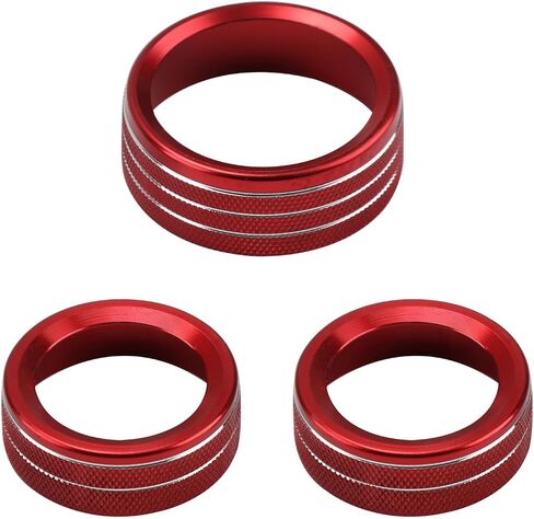 3Pcs Climate Control Knob Covers Compatible with Challenger Dodge(2015-2020), Durable Non-Deformable Red Aluminum Alloy Car Accessories, Gorgeous Bright Colors Auto Volume Tune Switch CD Button Trim in Saudi Arabia