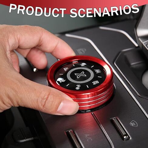 3Pcs Climate Control Knob Covers Compatible with Challenger Dodge(2015-2020), Durable Non-Deformable Red Aluminum Alloy Car Accessories, Gorgeous Bright Colors Auto Volume Tune Switch CD Button Trim in Saudi Arabia