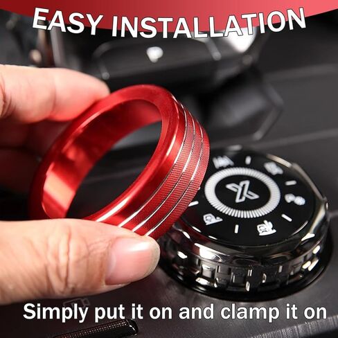 3Pcs Climate Control Knob Covers Compatible with Challenger Dodge(2015-2020), Durable Non-Deformable Red Aluminum Alloy Car Accessories, Gorgeous Bright Colors Auto Volume Tune Switch CD Button Trim in Saudi Arabia