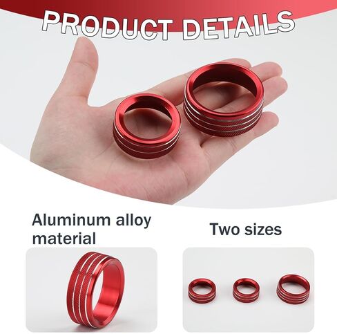 3Pcs Climate Control Knob Covers Compatible with Challenger Dodge(2015-2020), Durable Non-Deformable Red Aluminum Alloy Car Accessories, Gorgeous Bright Colors Auto Volume Tune Switch CD Button Trim in Saudi Arabia