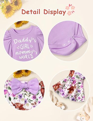 ملابس KANGKANG للأطفال البنات بأكمام منتفخة وطباعة حروف رومبير + سراويل مضيئة على شكل زهور البقرة ملابس على شكل جرس ملابس للأطفال حديثي الولادة in Kuwait