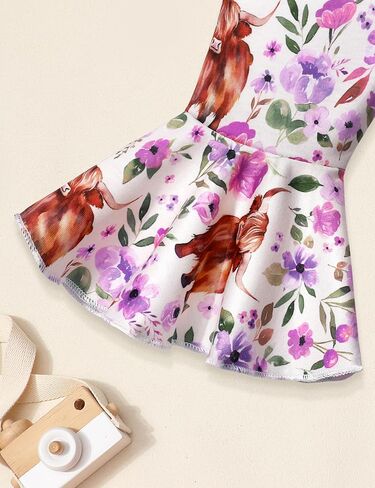 ملابس KANGKANG للأطفال البنات بأكمام منتفخة وطباعة حروف رومبير + سراويل مضيئة على شكل زهور البقرة ملابس على شكل جرس ملابس للأطفال حديثي الولادة in Kuwait