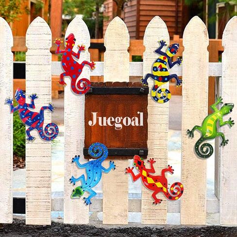 Juegoal 6 حزمة معدنية أبو بريص جدار الفن ديكور ملهمة النحت شنق داخلي في الهواء الطلق للمنزل غرفة نوم غرفة المعيشة مكتب حديقة، 9 بوصات in Saudi Arabia