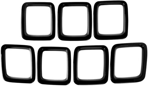 Mactoom Grille Inserts غطاء الشواية متوافق مع Jeep Compass 2017-2021 غطاء الشواية الأمامية حلقات إطار الزخارف طقم 7 قطع (أسود لامع) in Kuwait