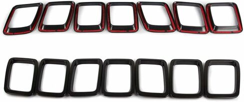 Mactoom Grille Inserts غطاء الشواية متوافق مع Jeep Compass 2017-2021 غطاء الشواية الأمامية حلقات إطار الزخارف طقم 7 قطع (أسود لامع) in Kuwait