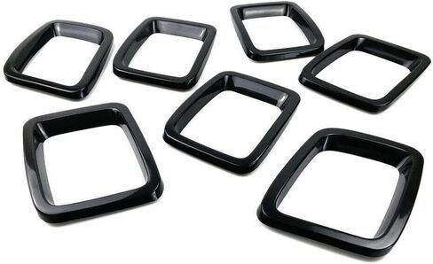Mactoom Grille Inserts غطاء الشواية متوافق مع Jeep Compass 2017-2021 غطاء الشواية الأمامية حلقات إطار الزخارف طقم 7 قطع (أسود لامع) in Kuwait