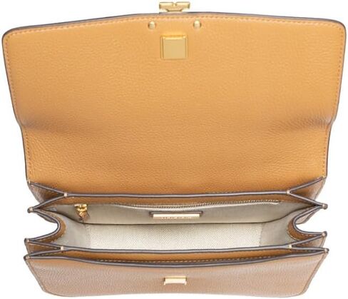 حقيبة كتف نسائية من Tory Burch 138724 Britten Tiramisu Tan مع أجزاء ذهبية من الجلد قابلة للتعديل in Kuwait