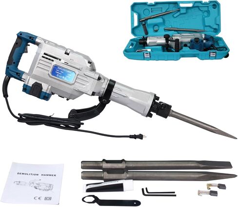 Aoile Demolition Jack Hammer, MAX 1700W Electric Jackhammer Concrete Breaker, 1900 BPM Demolition Hammer Concrete Breaker, Concrete Pavement Breaker Drills Kit in Kuwait