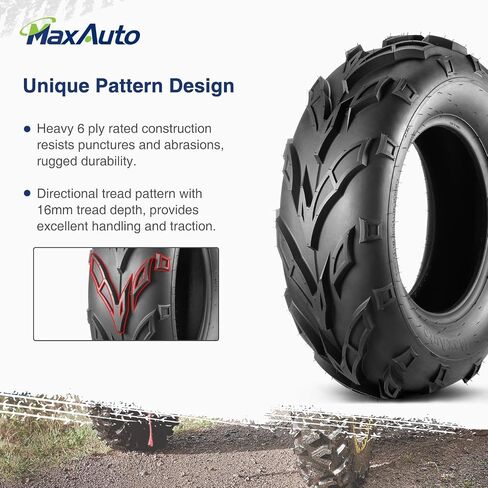 MaxAuto 22x7-11 Sport ATV Tires 22x7x11 Quad Tires Compatible with Honda Recon 250 Suzuki Ozark 250,6 PR Tubeless All Terrain UTV Tires, 2 Pack in Kuwait