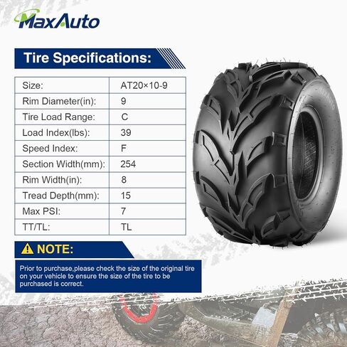 MaxAuto 22x7-11 Sport ATV Tires 22x7x11 Quad Tires Compatible with Honda Recon 250 Suzuki Ozark 250,6 PR Tubeless All Terrain UTV Tires, 2 Pack in Kuwait