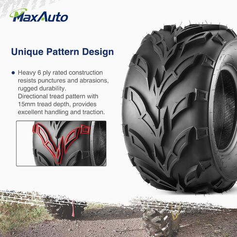 MaxAuto 22x7-11 Sport ATV Tires 22x7x11 Quad Tires Compatible with Honda Recon 250 Suzuki Ozark 250,6 PR Tubeless All Terrain UTV Tires, 2 Pack in Kuwait
