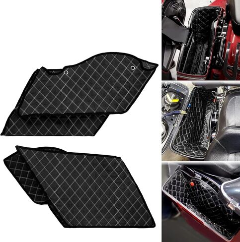 بطانات سرج الدراجة النارية من HCmotorku مقاس 5 بوصات تناسب حقيبة Harley Touring Road King Road Glide Street Glide Electra Glide 2014-2023 (خيط أبيض) in Saudi Arabia