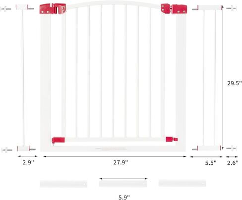 بوابة كلب طويلة للغاية للسلالم والمدخل، بوابة معدنية طويلة آمنة للحيوانات الأليفة بطول 28 بوصة - 47 بوصة مع باب، بدون حفر ضغط قابل للتعديل من خلال بوابات الكلاب من LAZYLAND (36.5 بوصة × 1 بوصة × 30 بوصة أبيض) in Kuwait