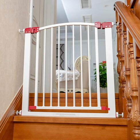 بوابة كلب طويلة للغاية للسلالم والمدخل، بوابة معدنية طويلة آمنة للحيوانات الأليفة بطول 28 بوصة - 47 بوصة مع باب، بدون حفر ضغط قابل للتعديل من خلال بوابات الكلاب من LAZYLAND (36.5 بوصة × 1 بوصة × 30 بوصة أبيض) in Kuwait