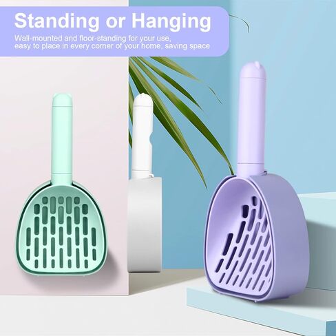 مغرفة فضلات القطط متعددة الوظائف، مجرفة متينة لفضلات القطط قابلة للفصل مع حامل وحاوية نفايات، مجرفة محمولة معلقة لفضلات القطط العميقة (أبيض) in Kuwait