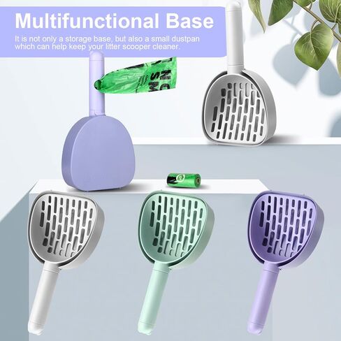 مغرفة فضلات القطط متعددة الوظائف، مجرفة متينة لفضلات القطط قابلة للفصل مع حامل وحاوية نفايات، مجرفة محمولة معلقة لفضلات القطط العميقة (أبيض) in Kuwait