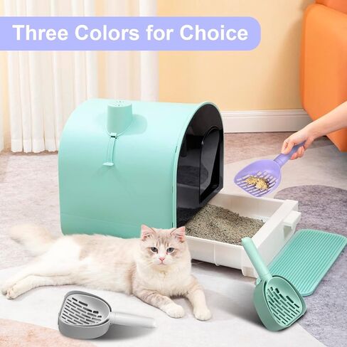 مغرفة فضلات القطط متعددة الوظائف، مجرفة متينة لفضلات القطط قابلة للفصل مع حامل وحاوية نفايات، مجرفة محمولة معلقة لفضلات القطط العميقة (أبيض) in Kuwait