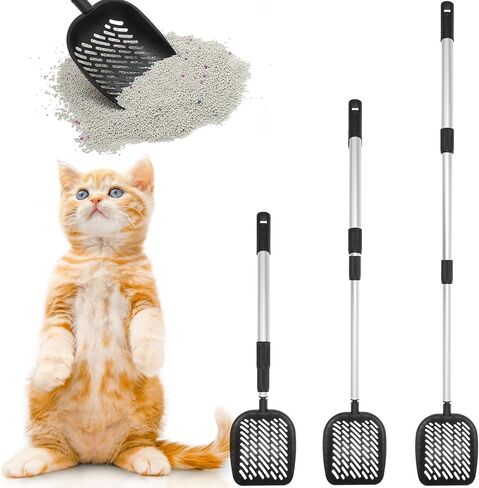 EXPAWLORER Cat Litter Scoop,Adjustable Metal Long Handle Litter Scooper with Deep Sifting Shovel,No Bending Back Heavy Duty Cats Pooper Pet Poop Fast Sifter in Saudi Arabia