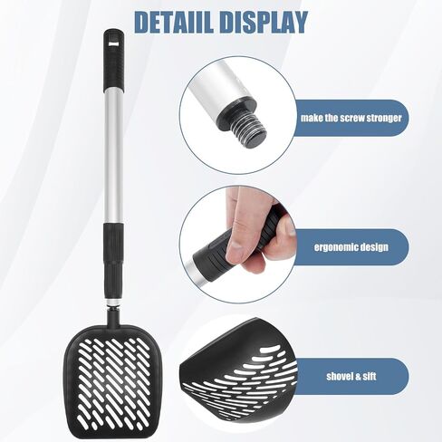 EXPAWLORER Cat Litter Scoop,Adjustable Metal Long Handle Litter Scooper with Deep Sifting Shovel,No Bending Back Heavy Duty Cats Pooper Pet Poop Fast Sifter in Saudi Arabia