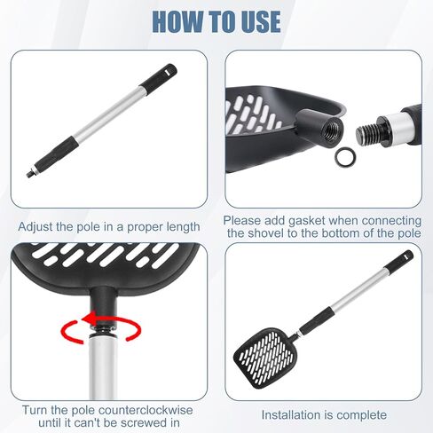 EXPAWLORER Cat Litter Scoop,Adjustable Metal Long Handle Litter Scooper with Deep Sifting Shovel,No Bending Back Heavy Duty Cats Pooper Pet Poop Fast Sifter in Saudi Arabia