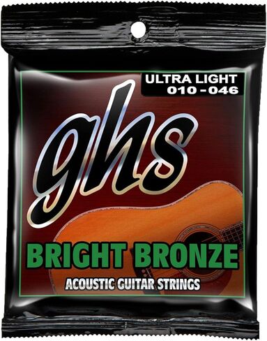 سلاسل GHS BB40M برونزية ساطعة، 80/20 من سبائك النحاس والزنك، أوتار جيتار صوتي، متوسط ​​(.013-.056) in Kuwait